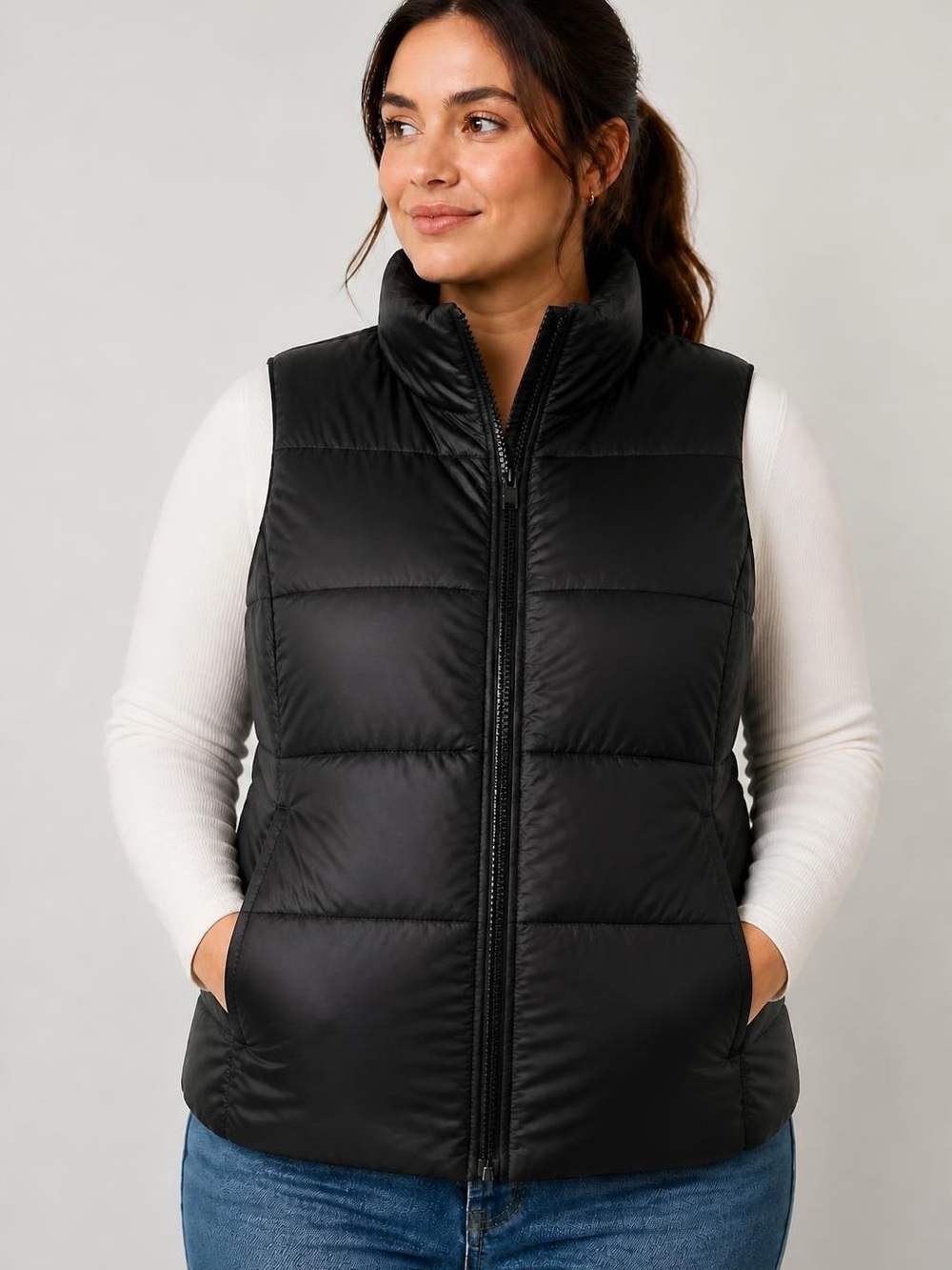 GAP Black Quilted Puffer Vest for Women